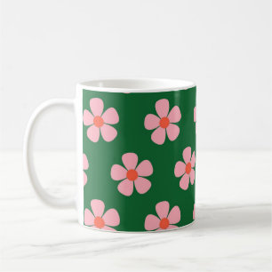 Green Y2K Wildflower Bold Retro Spring Kitchen Coffee Mug