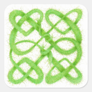 Green Yarn Celtic Knot Large Square Stickers