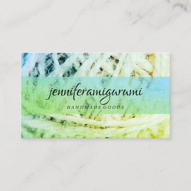 Green Yarn Knitting Crochet Handmade Craft Business Card (Front)