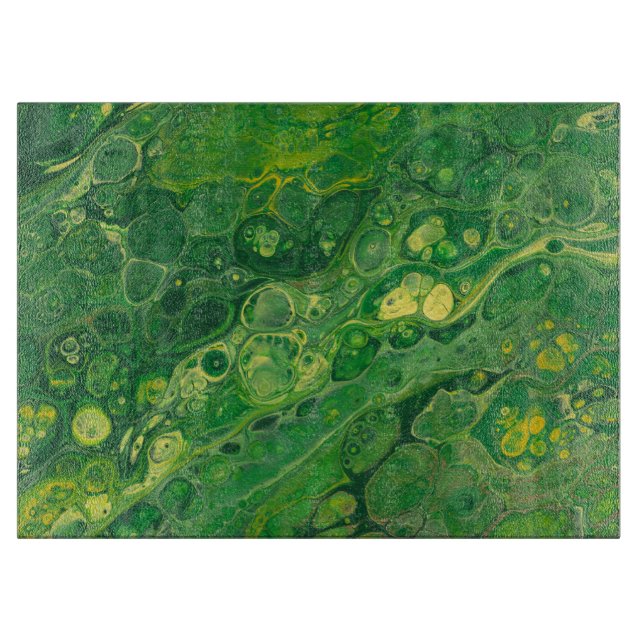Green & Yellow | Abstract Glass Cutting Board (Front)