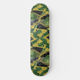 Green Yellow Alligator Crocodile Dragon Leather Skateboard
