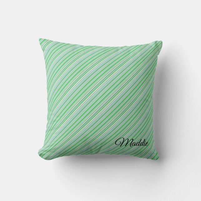 Green Yellow and Blue Stripes Cushion (Front)