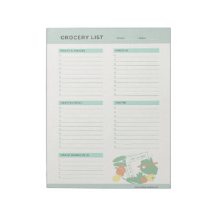 Green Yellow And Orange Grocery Shopping List Notepad