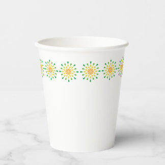 Green, yellow and orange teardrops paper cups