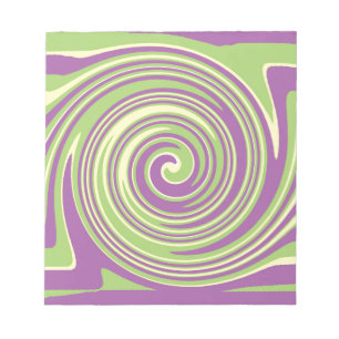 Green yellow and purple twirl pattern notepad