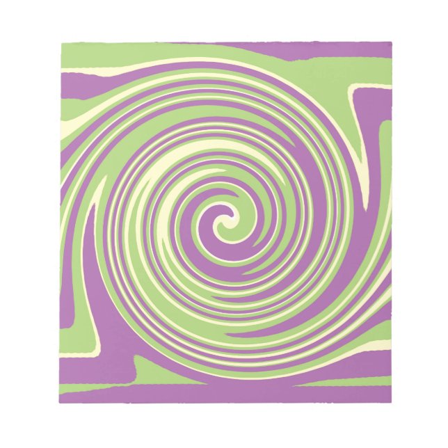 Green yellow and purple twirl pattern notepad (Front)