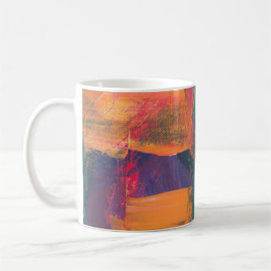 Green, yellow, and red abstract painting coffee mug