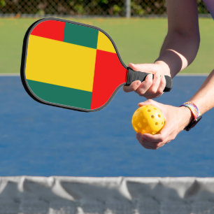 Green Yellow And Red Colour Block Print Pickleball Paddle
