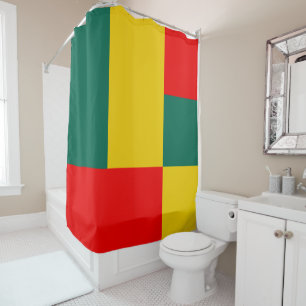 Green Yellow And Red Colour Block Print Shower Curtain
