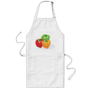 Green Yellow And Red Peppers Long Apron