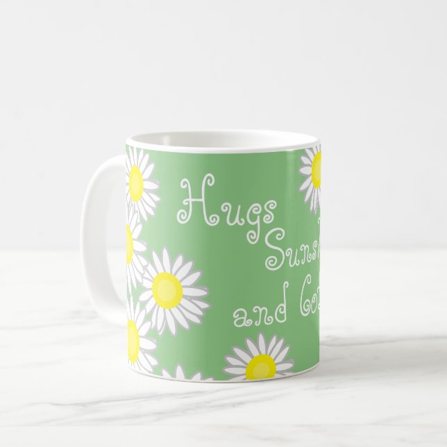 Green Yellow and White Daisy Cute Saying Coffee Mug (Front Left)
