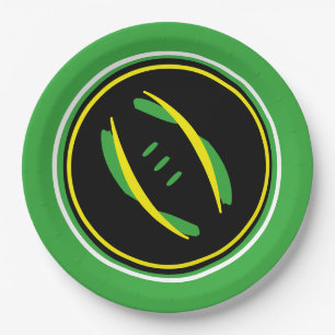 Green/Yellow/Black Artistic Football 9" Plates
