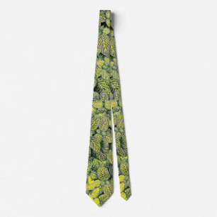 GREEN YELLOW BLACK NATURAL LEAVES MODERN NECK TIE