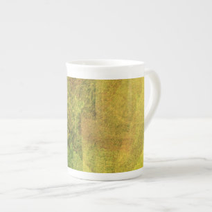 Green yellow black nature forest abstract painting bone china mug