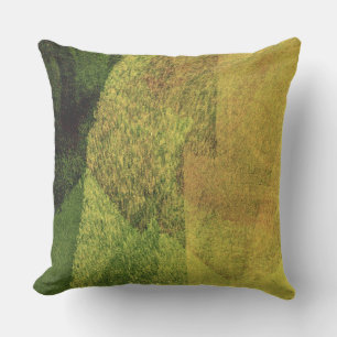 Green yellow black nature forest abstract painting cushion