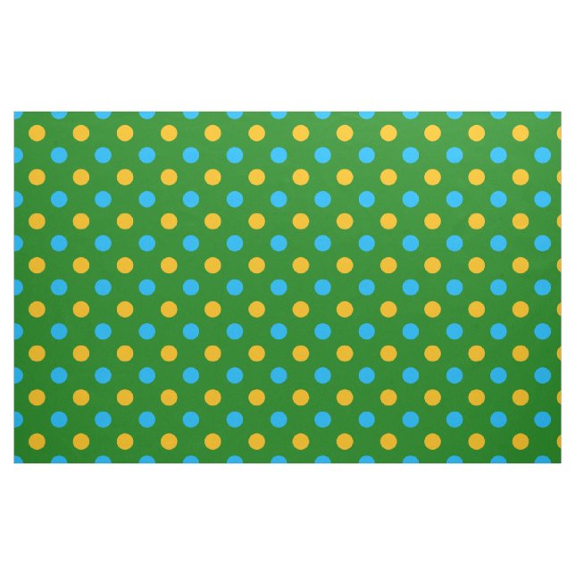 Green Yellow Black Polka Dots Design  Fabric (Fat Quarter)