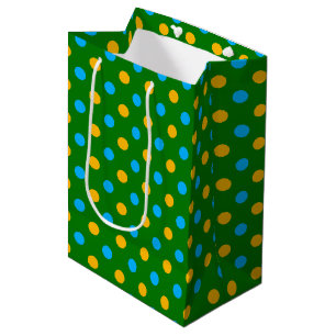 Green Yellow Black Polka Dots Design Medium Gift Bag