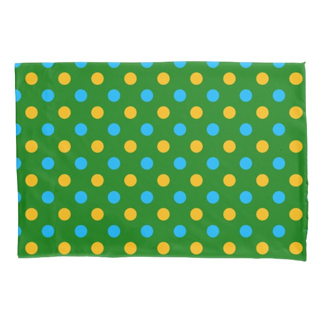 Green Yellow Black Polka Dots Design  Pillowcase (Front)
