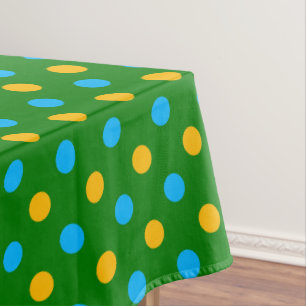 Green Yellow Black Polka Dots Design  Tablecloth