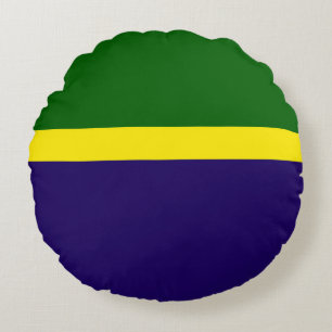 Green Yellow Blue Colour Block Style Design Round Cushion