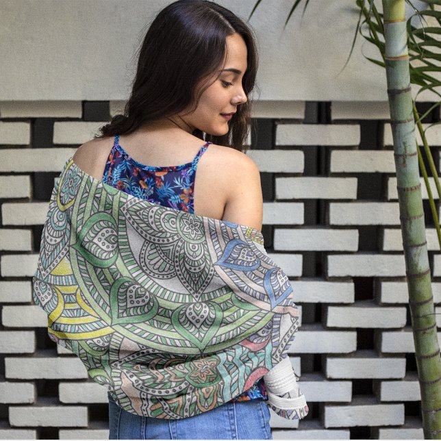 Green Yellow Blue Pink Circles Spades Flowers Bath Towel Set (Creator Uploaded)