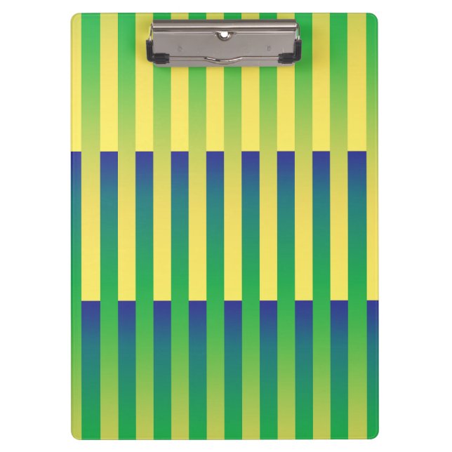 Green Yellow Blue Striped Pattern Clipboard (Front)