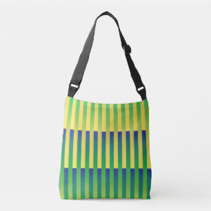 Green Yellow Blue Striped Pattern Crossbody Bag