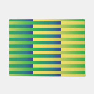 Green Yellow Blue Striped Pattern Doormat