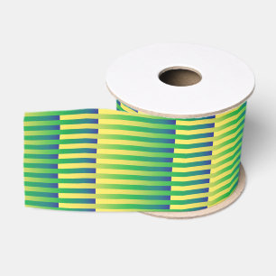 Green Yellow Blue Striped Pattern Grosgrain Ribbon