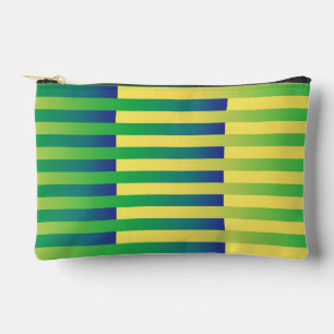 Green Yellow Blue Striped Pattern Small Accessory Pouch