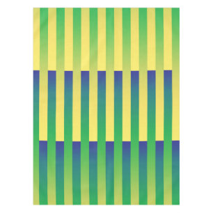 Green Yellow Blue Striped Pattern Tablecloth