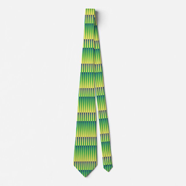 Green Yellow Blue Striped Pattern Tie (Front)