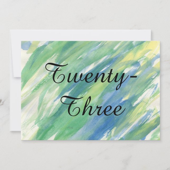 Green Yellow Blue Watercolor - Table Numbers (Front)