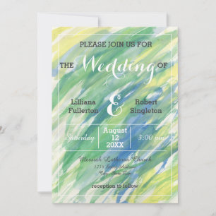 Green Yellow Blue Watercolor - Wedding Invitation
