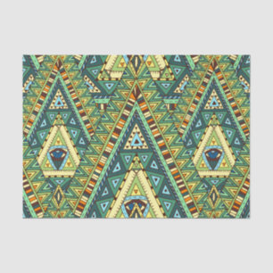 Green yellow boho ethnic pattern tissue paper