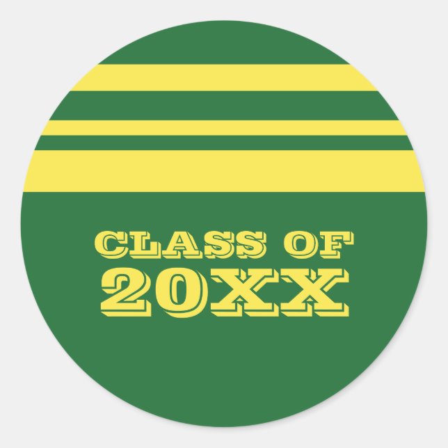 Green/Yellow Bold Stripes Graduation Stickers (Front)