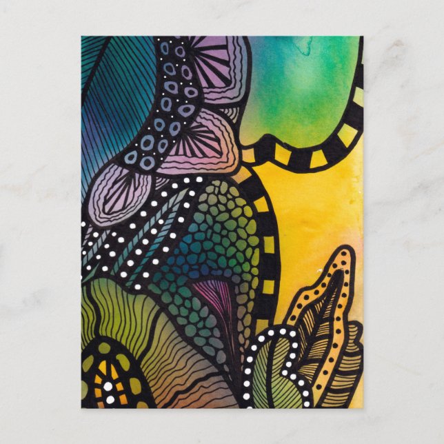 Green Yellow Botanical Abstract Postcard (Front)