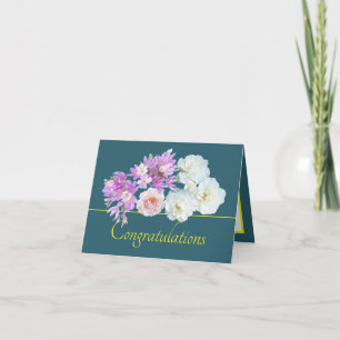 Green Yellow Bouquet Rose Crocuses Congratulations Card