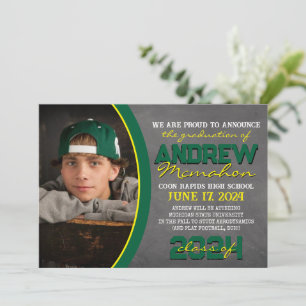 Green & Yellow Chalkboard Graduation Announcement