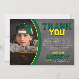 Green Yellow Chalkboard Graduation Thank You Card