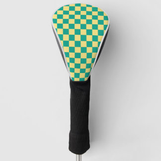 Green + Yellow Chequered Chequerboard Pattern Golf Head Cover
