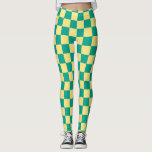 Green   Yellow Chequered Chequerboard Pattern Leggings<br><div class="desc">Green   Yellow Chequered Chequerboard Pattern Leggings</div>