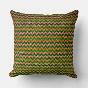 Green Yellow Chevron Stripes Pattern Cushion