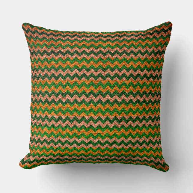 Green Yellow Chevron Stripes Pattern Cushion (Front)