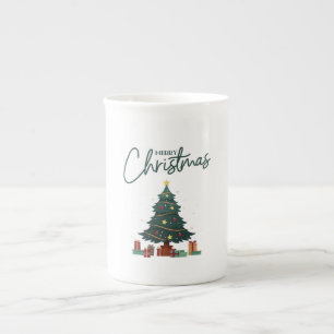 Green Yellow Christmas Insulated Bone China Mug