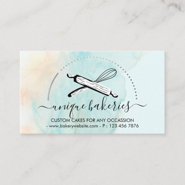 Green Yellow Circle Baker Cake Maker Business Card (Front)