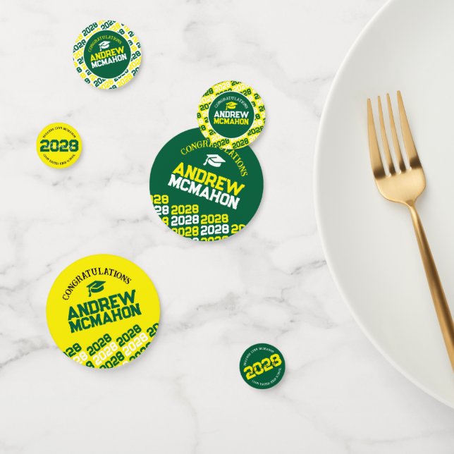 Green Yellow Class of ANY YEAR Personalised Party Confetti (Group)