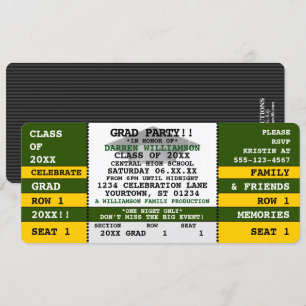 Green Yellow Concert Ticket Grad Party Invitation