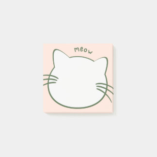 Green Yellow Cute Cat Shape Meow Post-it Notes