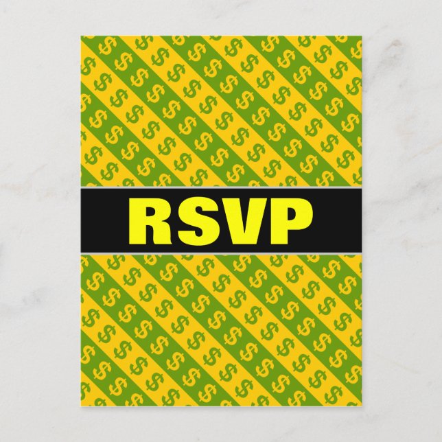 Green & Yellow Dollar Signs ($) Striped Pattern Postcard (Front)